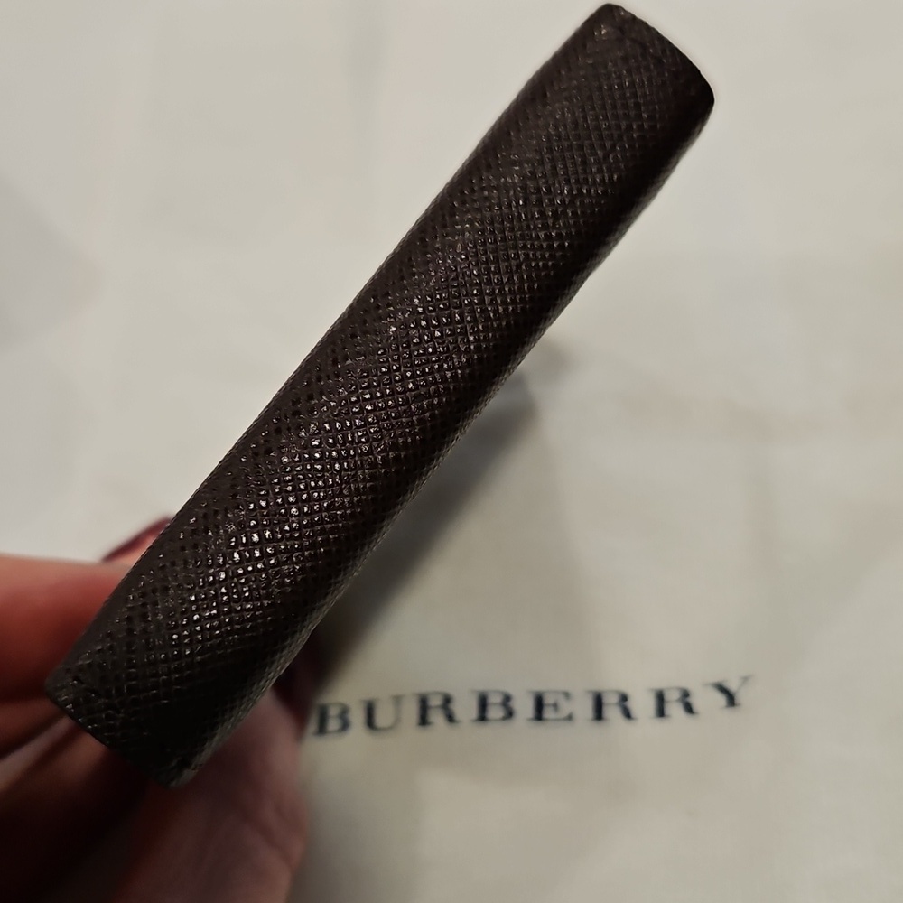 NIB Burberry Textured Brown Coin Purse Wallet Silver Kisslock Clasp | MINT - Picture 10 of 11